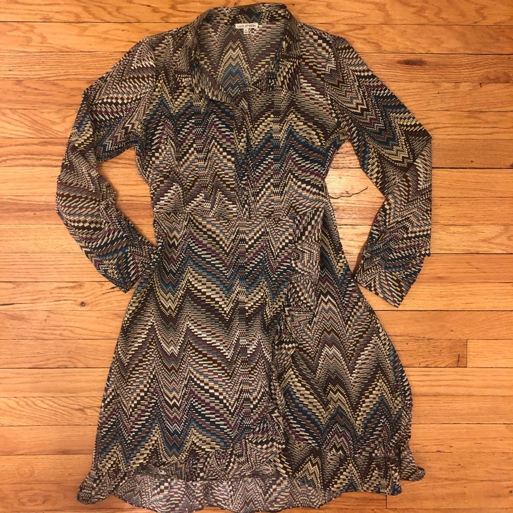 ModCloth Long Sleeve, 70s Inspired Dress, Size M